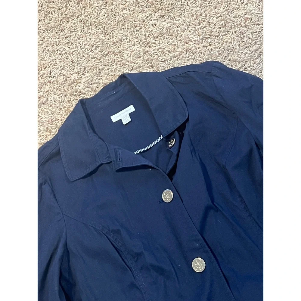 Charter Club‎ Womens Navy Blue Button Front 3/4 Sleeve Utility Jacket Size Large